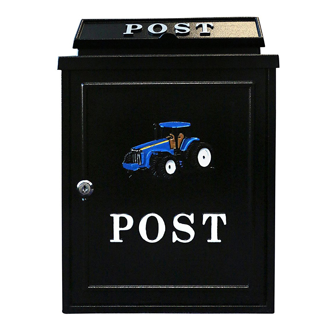 TY077 - Cast Alum Post Box, Blue Tractor