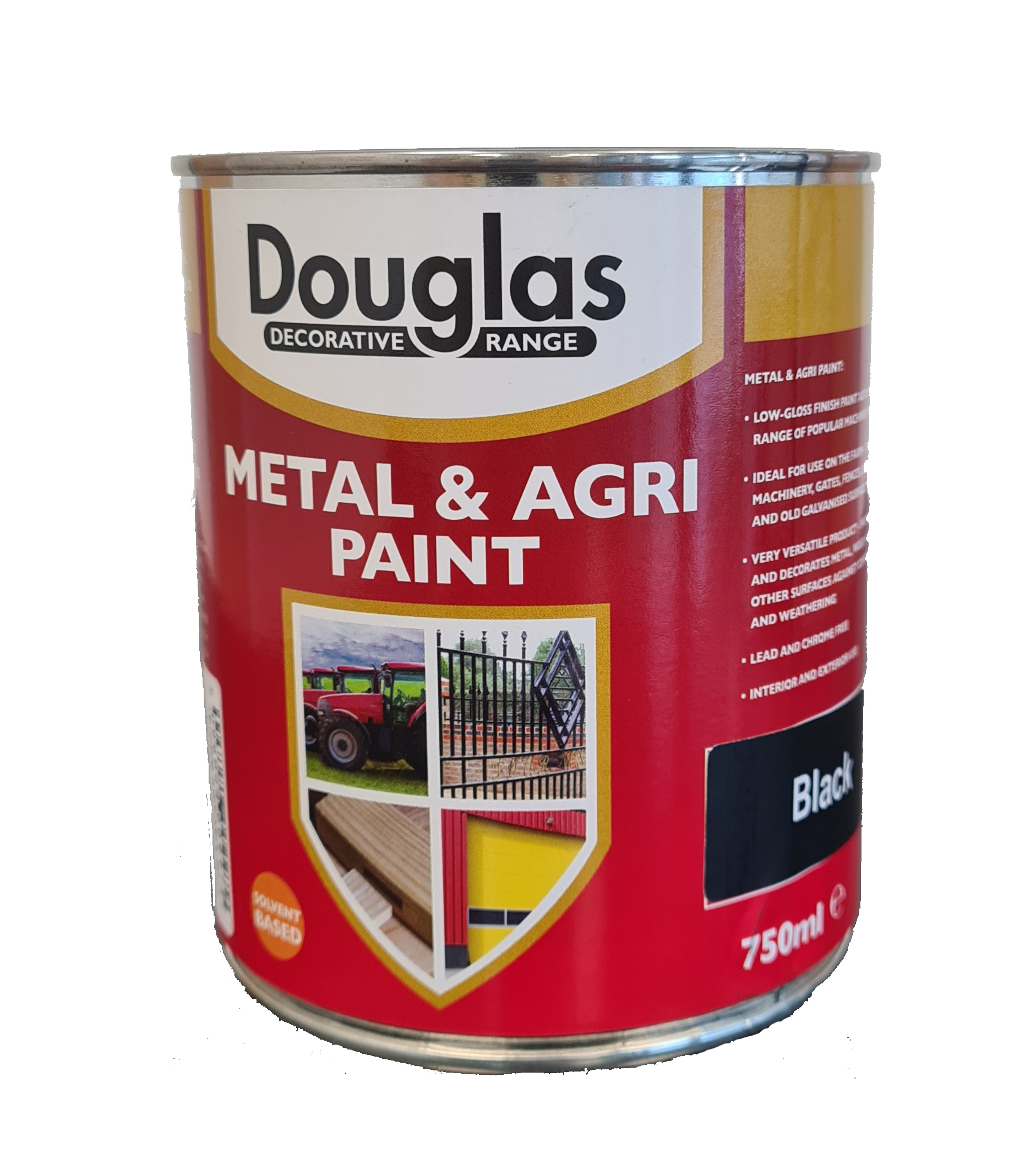 DPAG1000BL - 750ml Metal and Agri Paint Black