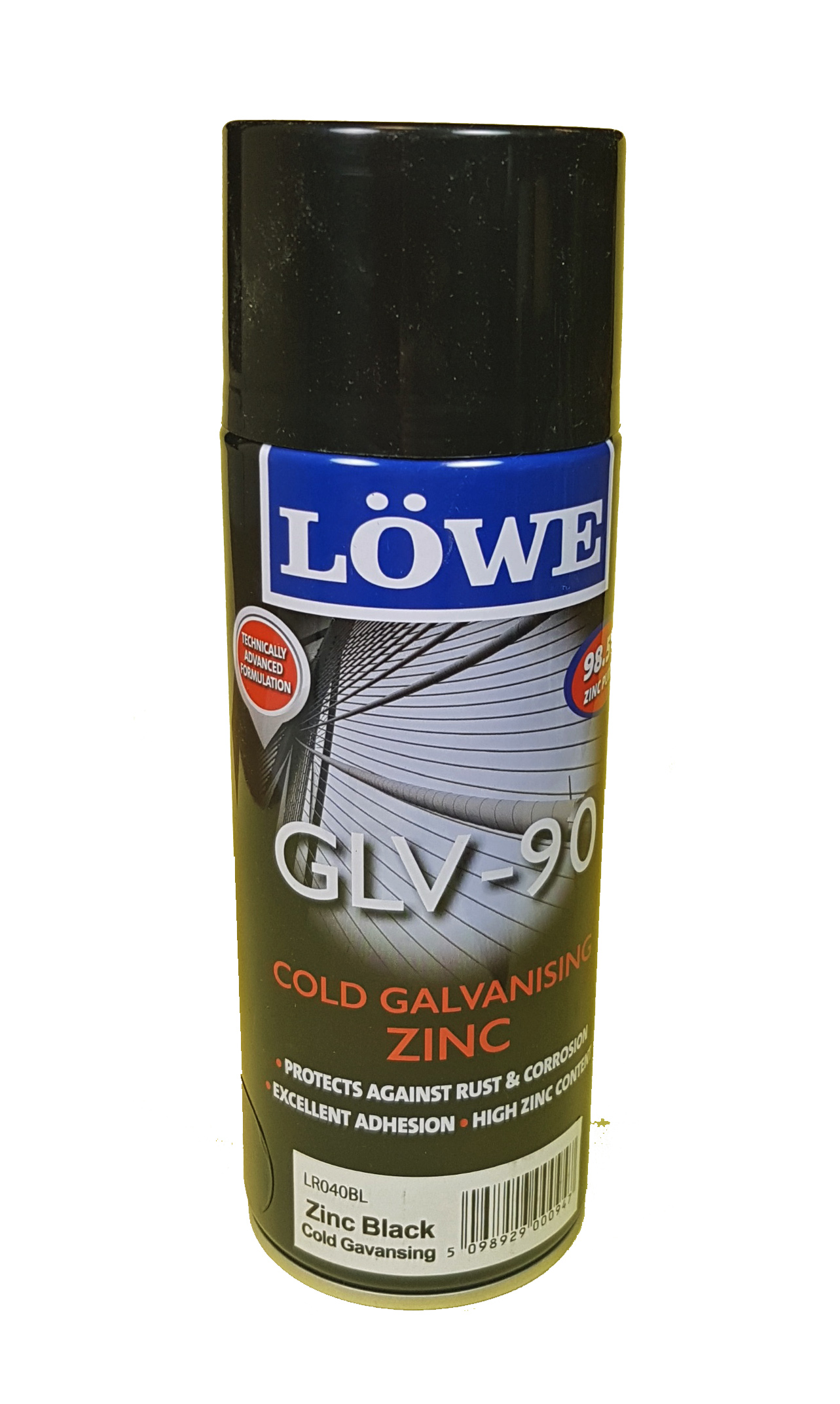 LR0400BL - Lowe Cold Galvanising Zinc GLV-90, 400ml Black
