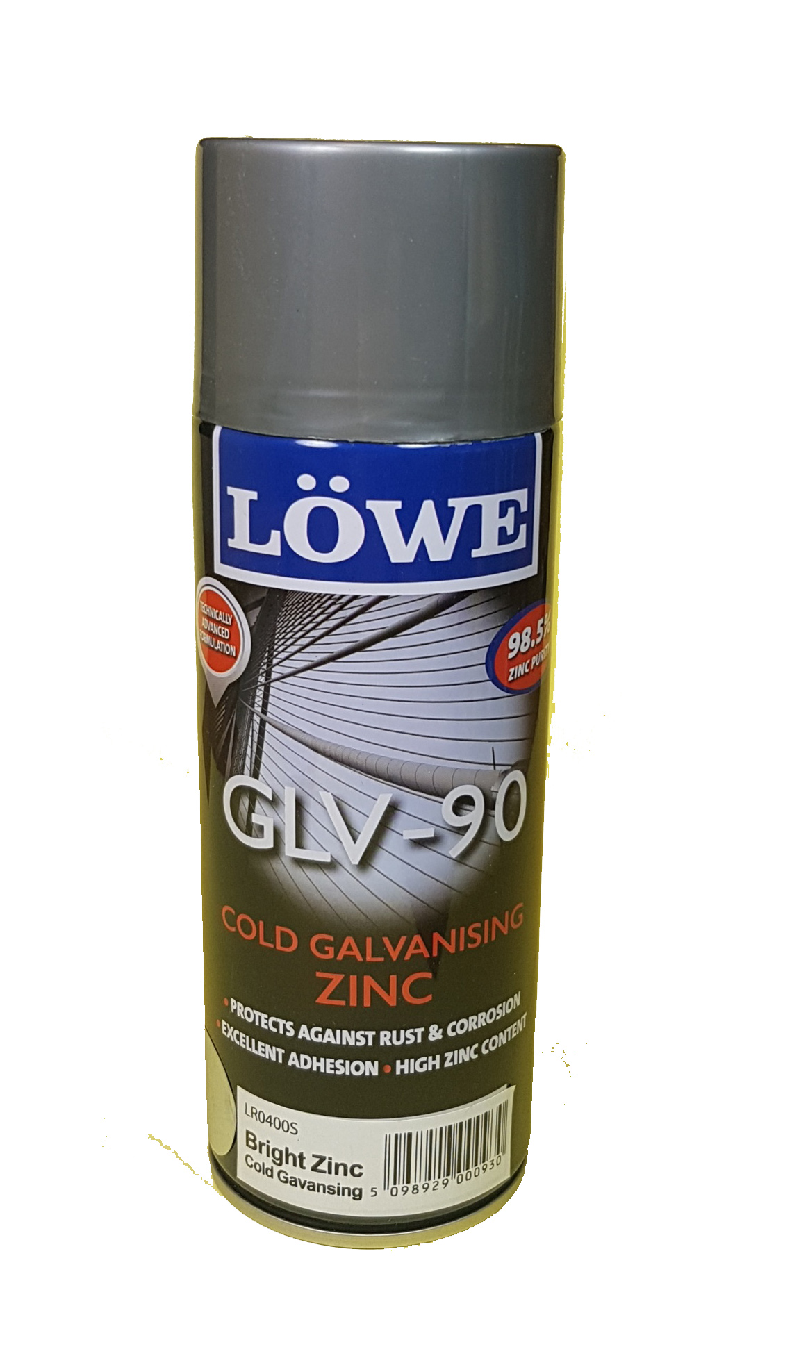 LR0400S - Lowe Cold Galvanising Zinc GLV-90, 400ml Silver