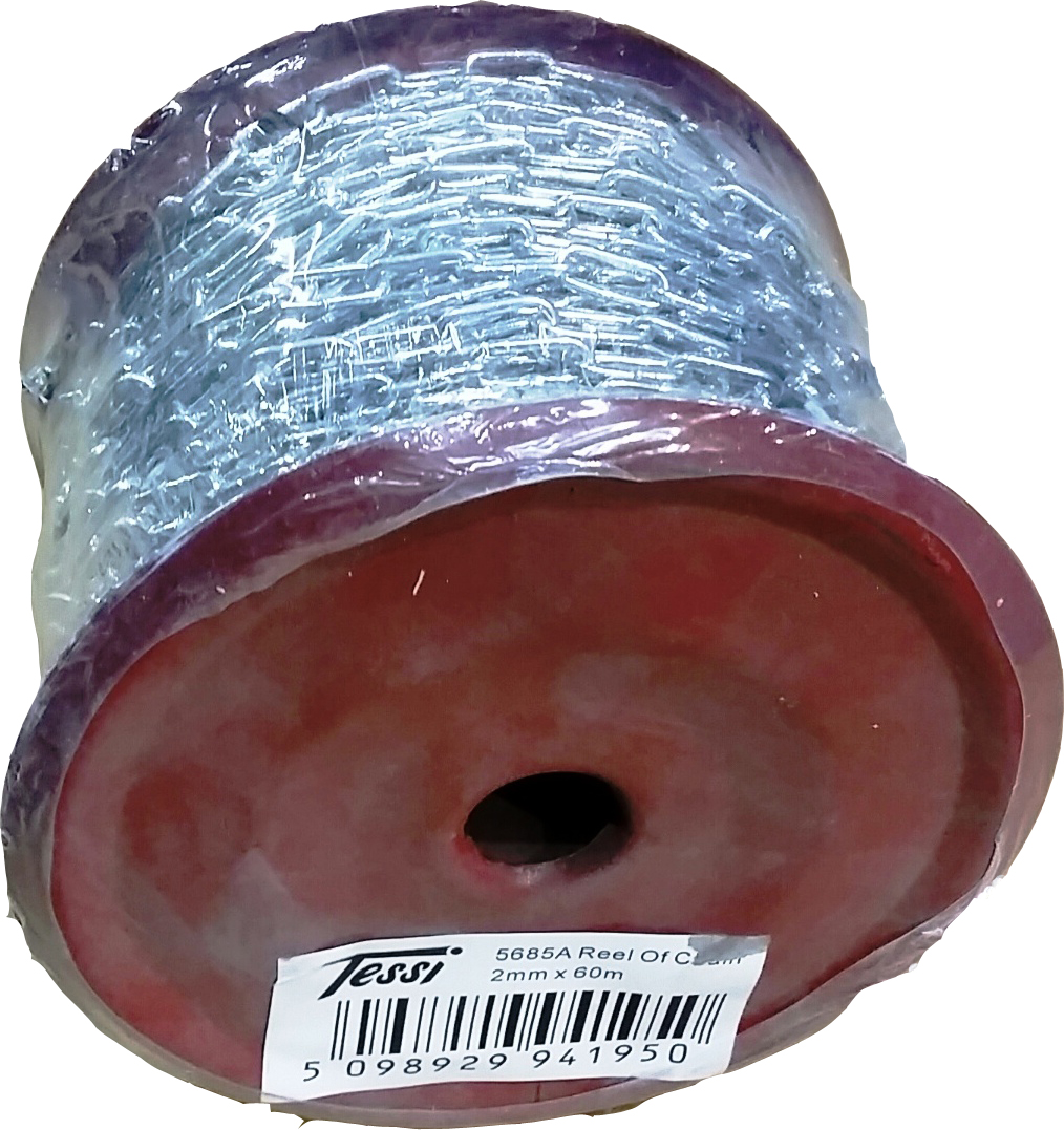 TCH260 - 2mm x 60m Electro Plated Chain on Metal Reel