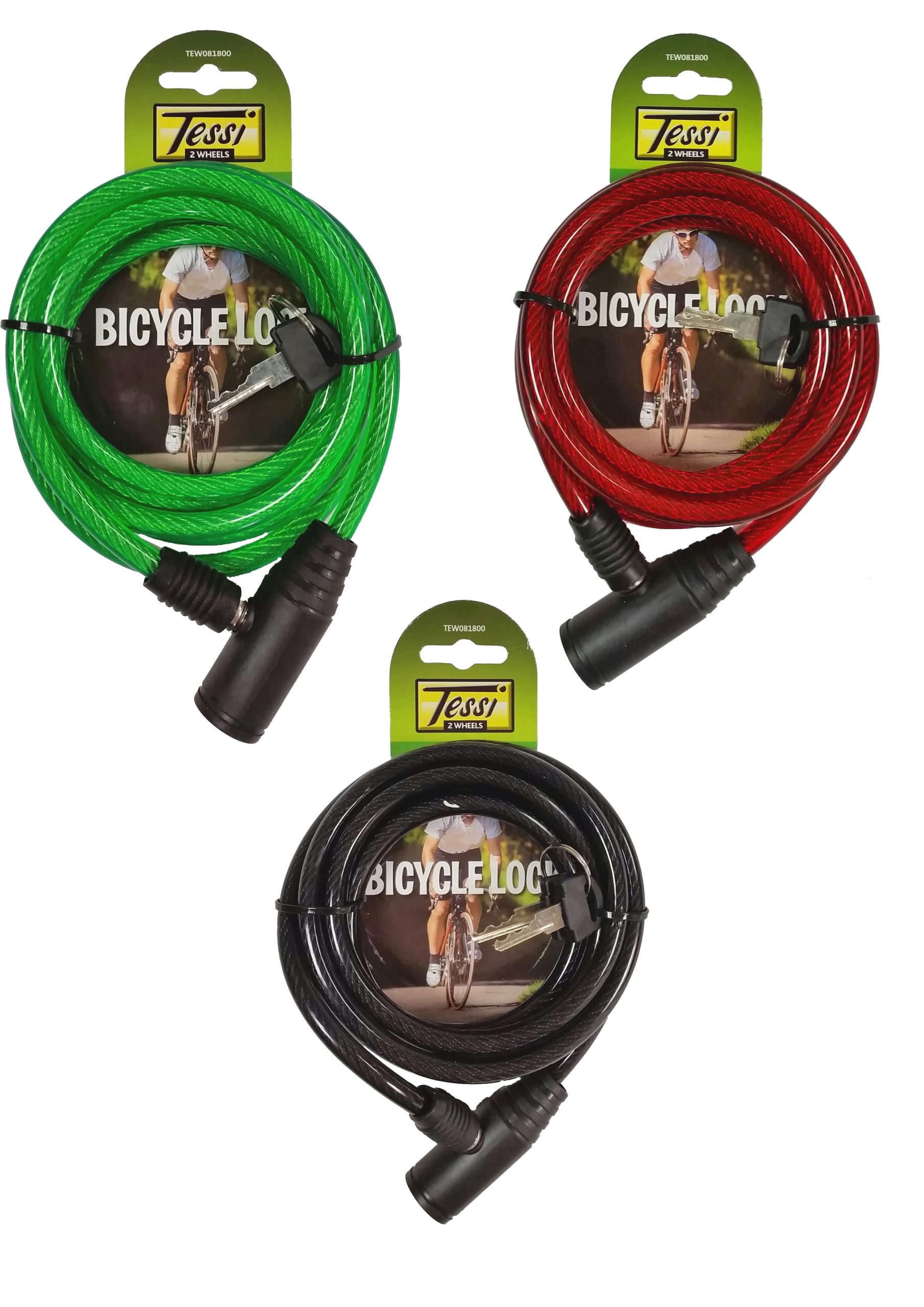 TEW088100 - 8mm Extra Long Bicycle Cable Lock with 2 keys