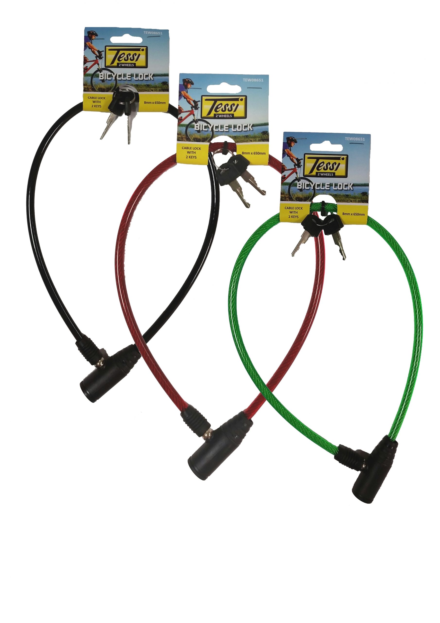 TEW08651 - 8mm Bicycle Cable Lock with 2 keys