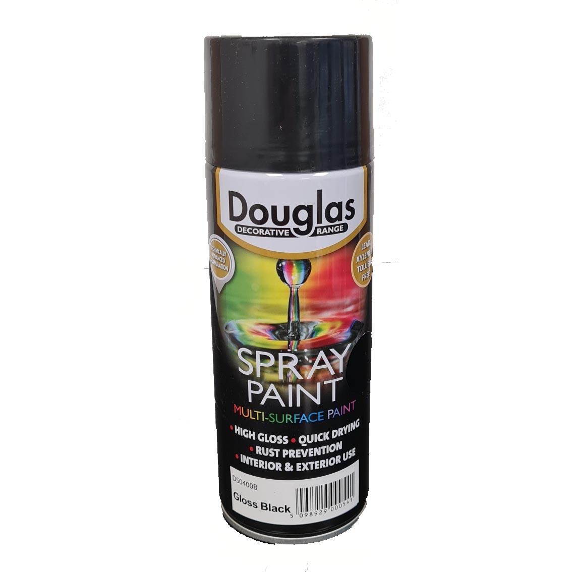 DS0400B - Multi Surface Spray Paint, 400ml Gloss Black